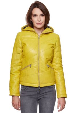 Jilani - Damen Lederjacke Steppjacke Lammnappa lemon gelb