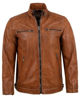 MADDOX - Herren Lederjacke Lammnappa cognac antik