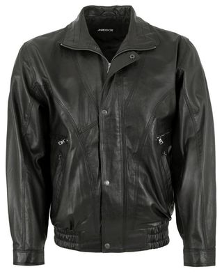 MADDOX - Herren Lederjacke Blouson Lammnappa schwarz