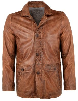 MADDOX - Herren Lederjacke Lammnappa cognac