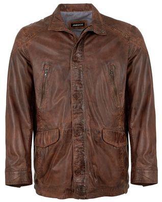 MADDOX - Herren Lederjacke Lammnappa dunkles cognac