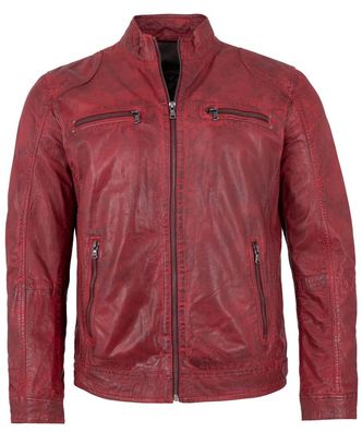 MADDOX - Herren Lederjacke Lammnappa dunkelrot