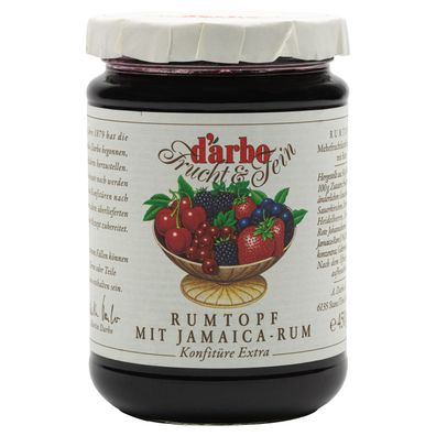 Food-United DARBO Konfitüre Extra Naturrein Rumtopf-Jamaica-Rum-Konfitüre 450g Glas