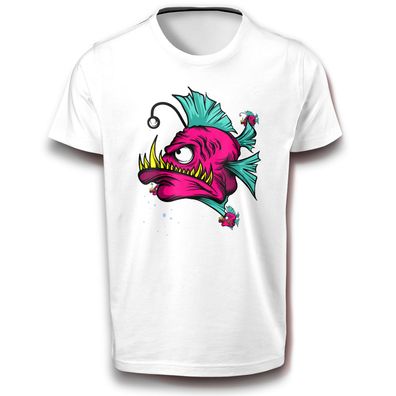 Ozean Meer Monsterfisch Tiefsee Angeln Angler Fisch Mischwesen T-Shirt Baumwolle Fun