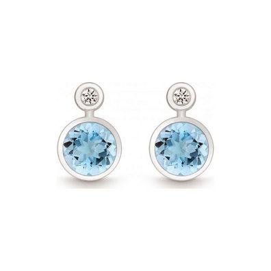 Quinn - 36393958 - Ohrstecker (Paar) - Damen - Silber 925 - Diamant - Blautopas