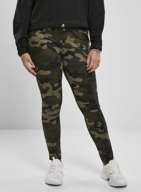 Urban Classics Damen Leggings Ladies High Waist Camo Tech Leggings Wood Camouflage