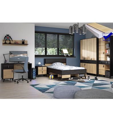 Jugendzimmer Lyrill 17 Mauvella Oak 8-teiligRost Matratze Jugendbett