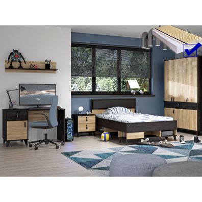 Jugendzimmer Lyrill 16 Mauvella Oak 7-teiligRost Matratze Jugendbett