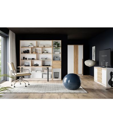 Jugendzimmer Simon 20 Weiß 4-teilig Regal Wandregal Studentenzimmer