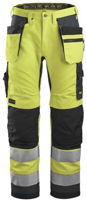 Snickers AllroundWork Hi-Vis Arbeitshose m. Holstertaschen, Kl. 2, EN 14404, 20471