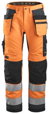 Snickers AllroundWork Hi-Vis Arbeitshose m. Holstertaschen, Kl. 2, EN 14404, 20471