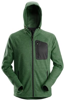 Snickers FlexiWork Fleece Arbeitshoodie Waldgrün-Schwarz