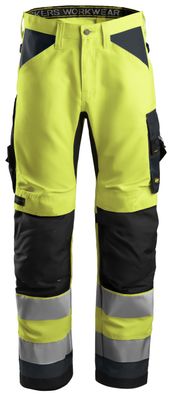 Snickers AllroundWork Hi-Vis Arbeitshose, Kl. 2, EN 14404, 20471 HV-Gelb-Stahlgrau