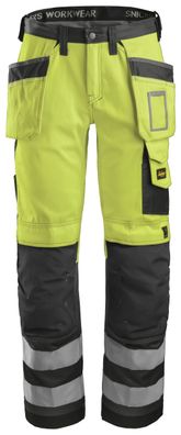 Snickers Hi-Vis Arbeitshose m. Holstertaschen, Kl. 2, EN 14404, 20471 HV-Gelb-Anth