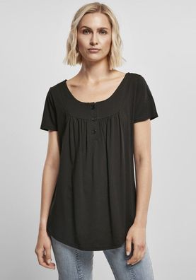 Urban Classics Damen Ladies Viscose Button Up Tee Black