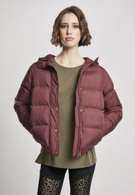 Urban Classics Damen Leichte Jacke Ladies Hooded Puffer Jacket Cherry