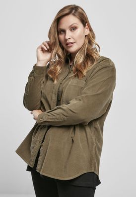 Urban Classics Female Shirt Ladies Corduroy Oversized Shirt Olive