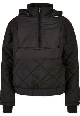 Urban Classics Damen Jacke Ladies Oversized Diamond Quilted Pull Over Jacket Black