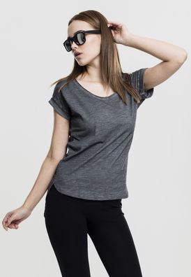 Urban Classics Female Shirt Ladies Long Back Shaped Spray Dye Tee Darkgrey