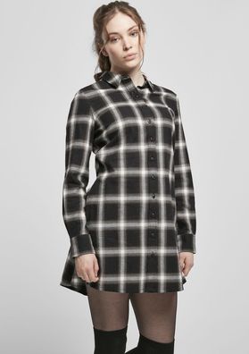 Urban Classics Damen Kleid Ladies Cotton Check Shirt Dress Black/White