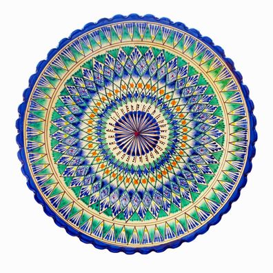 Rishtan Lagan Ø37 cm Orientalischer Ljagan Keramik Plate Handarbeit Servierplate