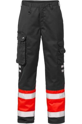 Fristads Warnschutz-Hose High Vis Hose Kl. 1 213 PLU Warnschutz-Rot/Schwarz