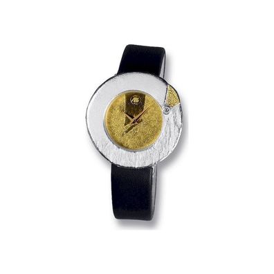 ARS Silber Uhr mit 750 Gelbgold und Diamant 16063