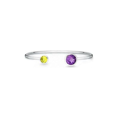 Quinn - Silberarmreif mit Lemonquarz und Amethyst - 029024933