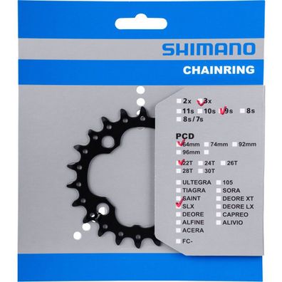 Shimano Kettenblätter DEORE FC-M617 22 Zähne 64mm Stahl schwarz Fahrrad