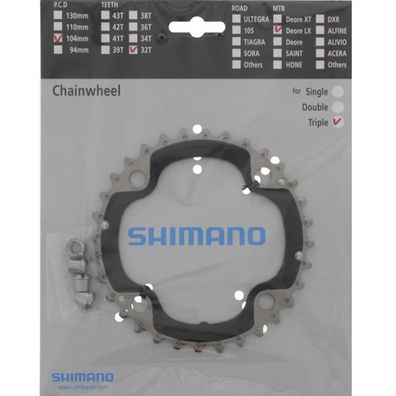 Shimano Kettenblätter SLX FC-M660-10 32Z. AE+Schrauben 104mm Stahl/Glasfaser sz