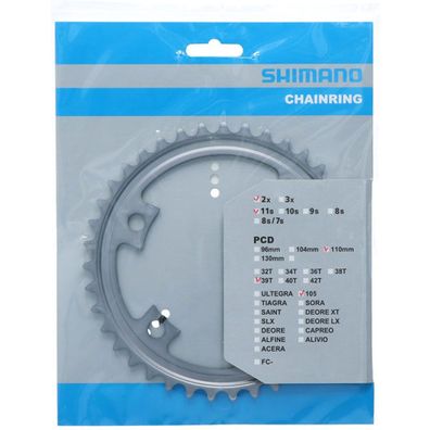 Shimano Kettenblätter 105 FC-R7000 39Z. MW 110mm Alu/Glasfaser Kunststoff silber