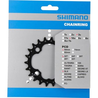 Shimano Kettenblätter SLX FC-M672/FC-M622 22 Zähne AN 64mm Stahl schwarz Fahrrad