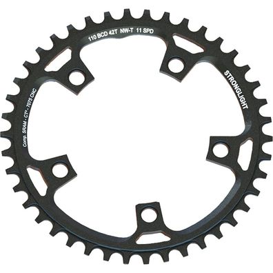 Stronglight Kettenblatt Gravel 5-Arm 11-fach 110mm Lochkreis 42 Zähne schwarz