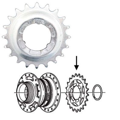 Shimano Steckkranz 21 Zähne Nexus7 gekröpft silber Fahrrad