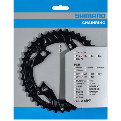 Shimano Kettenblätter FC-MT500/FC-M523 40 Zähne FC-MT500 96mm Aluminium schwarz