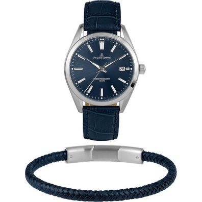 Jacques Lemans 1-2143C-SET Uhr mit Lederarmband Herren