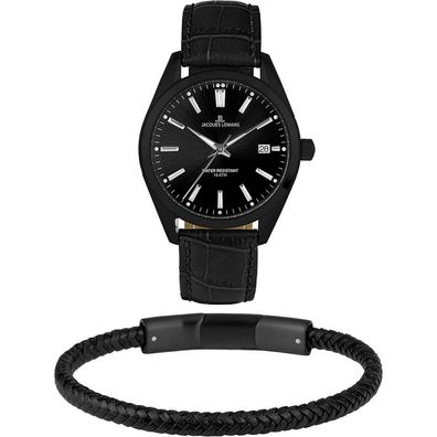 Jacques Lemans 1-2143A-SET Uhr mit Lederarmband Herren