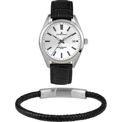 Jacques Lemans 1-2143B-SET Uhr mit Lederarmband Herren