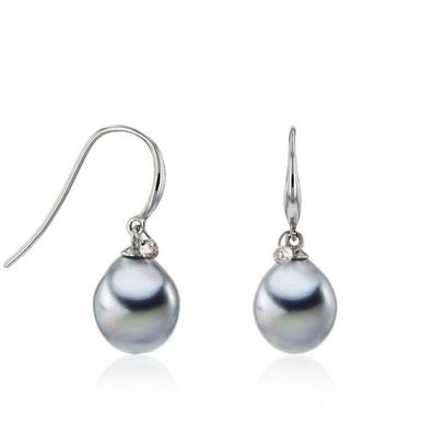 Luna-Pearls - 313.0613 - Ohrhaken - Damen - 750 Weißgold - Tahiti-Zuchtperle 9-11mm