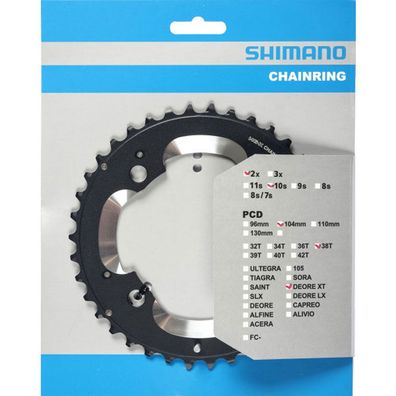 Shimano Kettenblätter DEORE XT FC-M785 38 Zähne AM 104mm Aluminium schwarz