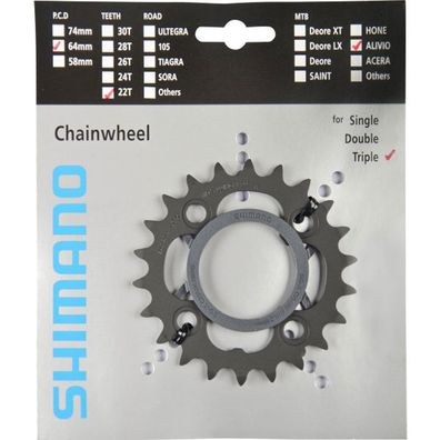 Shimano Kettenblätter ALIVIO FC-M430 22 Zähne 64mm Stahl schwarz Fahrrad