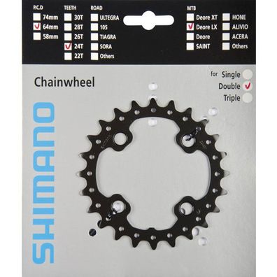 Shimano Kettenblätter SLX FC-M675 24 Zähne AM 64mm Stahl schwarz Fahrrad