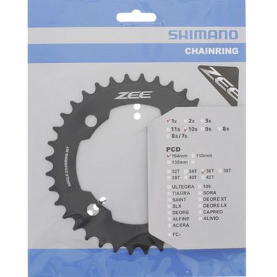 Shimano Kettenblätter ZEE FC-M640 36 Zähne 104mm Aluminium schwarz Fahrrad