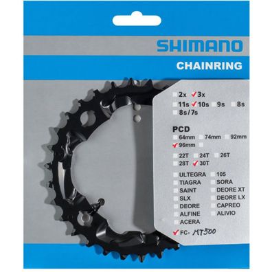 Shimano Kettenblätter FC-MT500/FC-M523 30 Zähne 96mm Stahl schwarz Fahrrad