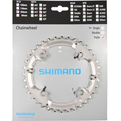 Shimano Kettenblätter DEORE FC-M532 36 Zähne 104mm Stahl silber Fahrrad