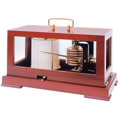 Fischer - 287MQ - Aneroidbarograph mit Quarzuhrwerk - mahagonifarben