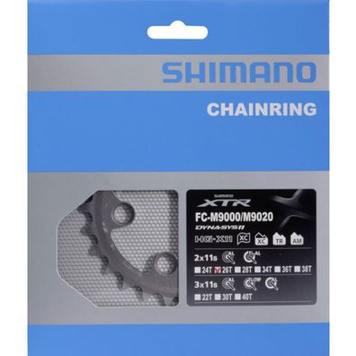 Shimano Kettenblätter XTR FC-M9000/M9020 2-fach 26 Zähne AT 64mm Aluminium