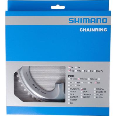 Shimano Kettenblätter 105 FC-R7000 50Z. MS 110mm Alu/Glasfaser Kunststoff silber