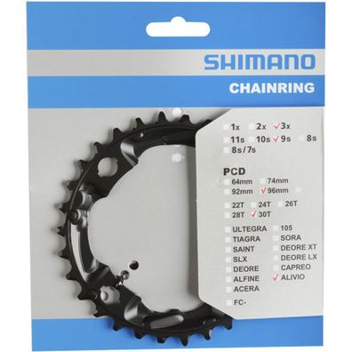 Shimano Kettenblätter FC-M4000/M4050 30 Zähne 96mm Stahl schwarz Fahrrad