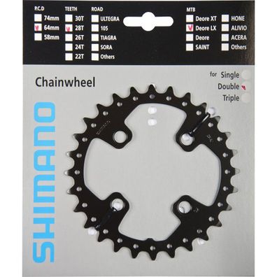 Shimano Kettenblätter SLX FC-M675 28 Zähne AJ 64mm Stahl schwarz Fahrrad